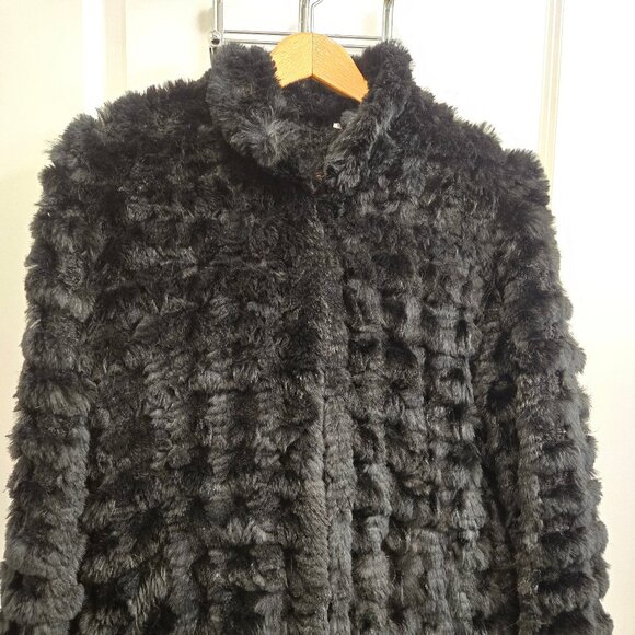 Elegant Italian Rabbit Fur Knit Long Coat - Picture 1 of 9